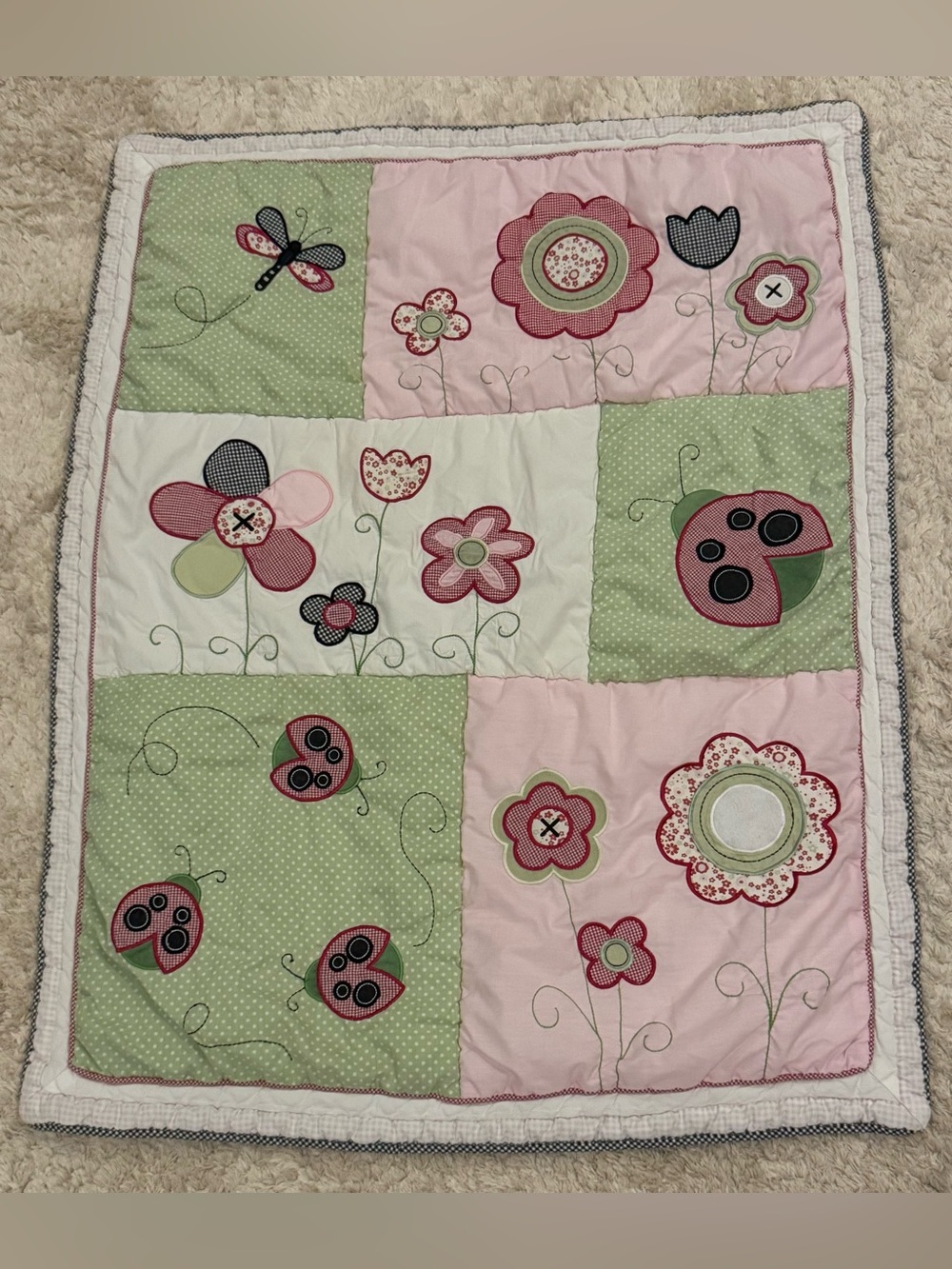 Vintage Tiddliwinks Ladybug Nursery Crib Set